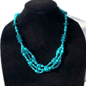 Karla Jordan blue Beaded Necklace 20” multi layered lightweight